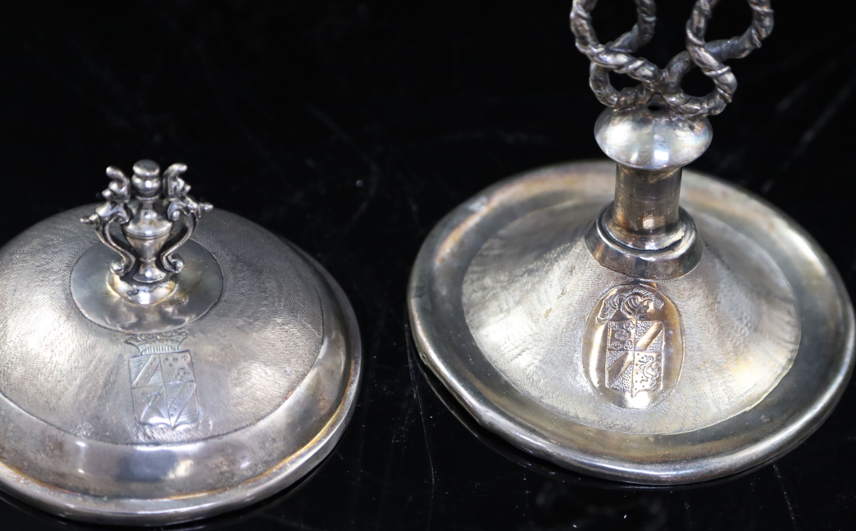 A Continental white metal cup and cover, 35.5cm, 14.5 oz, a silver plated tureen and a rectangular dish